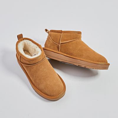 Leather Snow Boots Women's Winter Women's Fleece Thickened Boots Women's Flat-bottomed Short Cotton Boots Women's