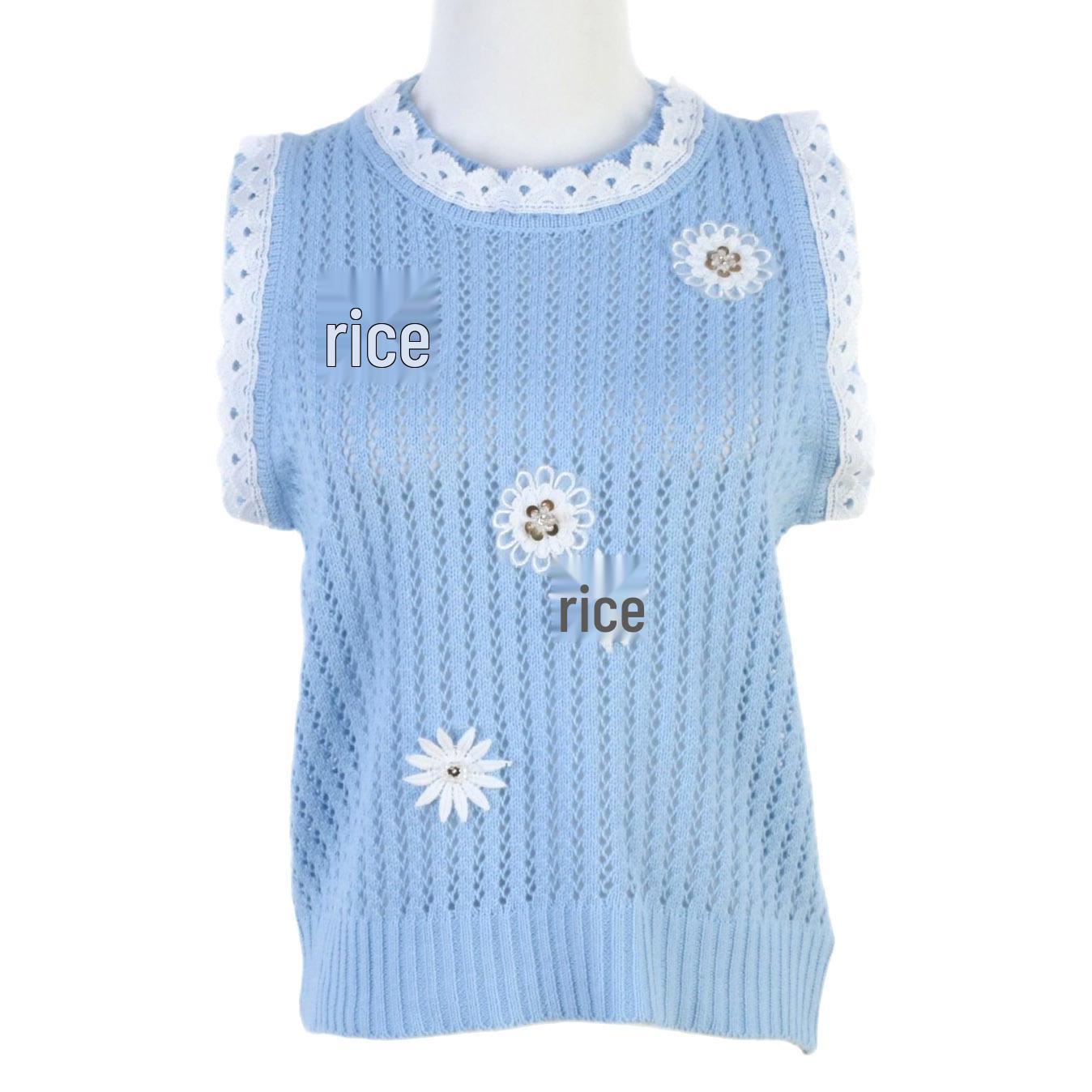 

Женский летний ажурный вязаный жилет с цветочным узором 2025 - Ретро свободный топ без рукавов Large (L)