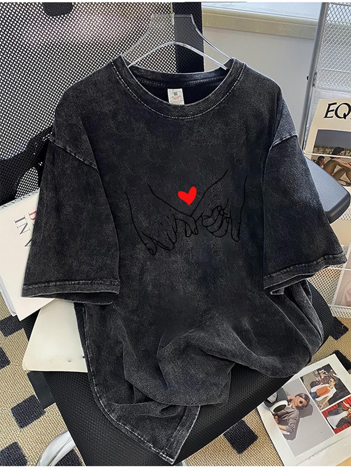 

Mens Summer Cotton Retro Shortsleeved Tshirt with Simple Harajuku Style Print Loose Suitable Daily Commuting Casual Wear S
