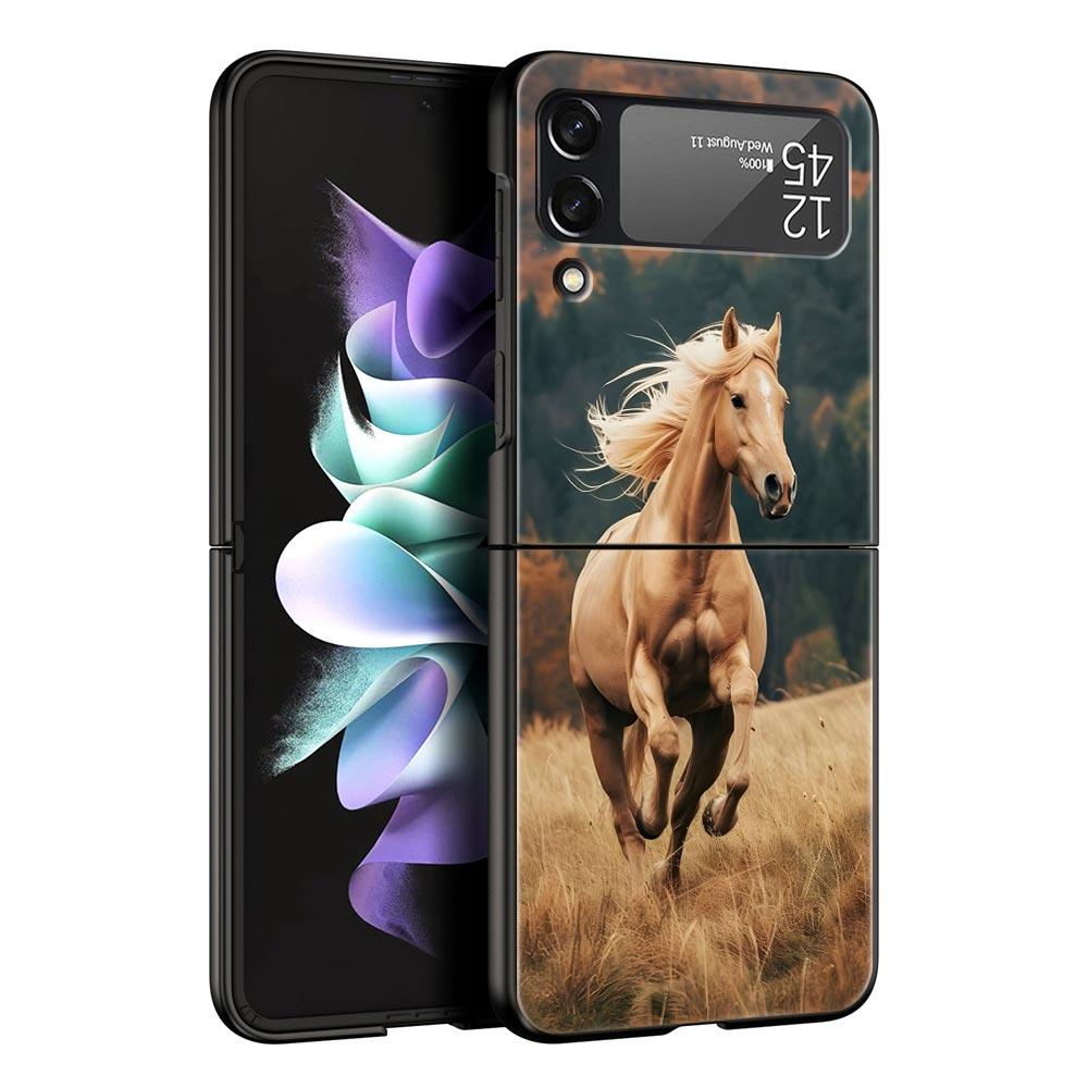

Красивый Элегантный Коричневый Конь Чехол для Телефона Для Samsung Galaxy Z Flip3 Flip4 Чехол-Оболочка Для Z Flip 3 4 5 6 Жесткая Складная Задняя Крышка For Samsung Z Flip