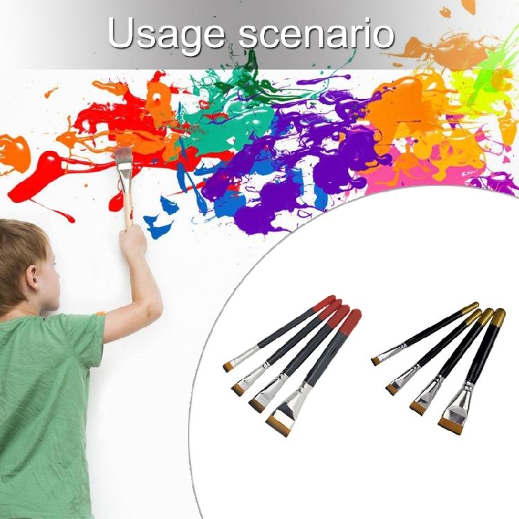 Painting Brushes 4 Piece Set Professional Grade Nylon Hairs Smooth Color Layering Ergonomic Non Slip Handle