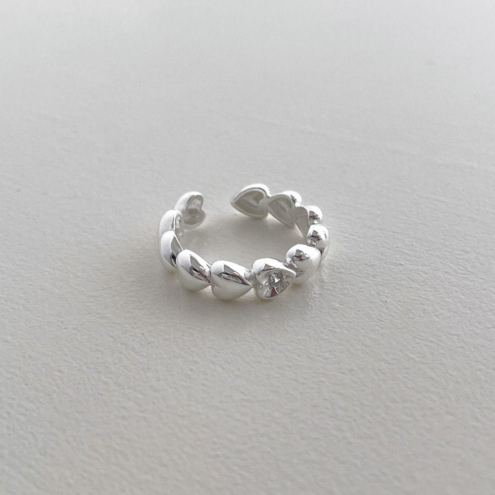 Stackable Design Heart Ring Silver Color Adjustable Ring Open Finger Ring Valentines Gift