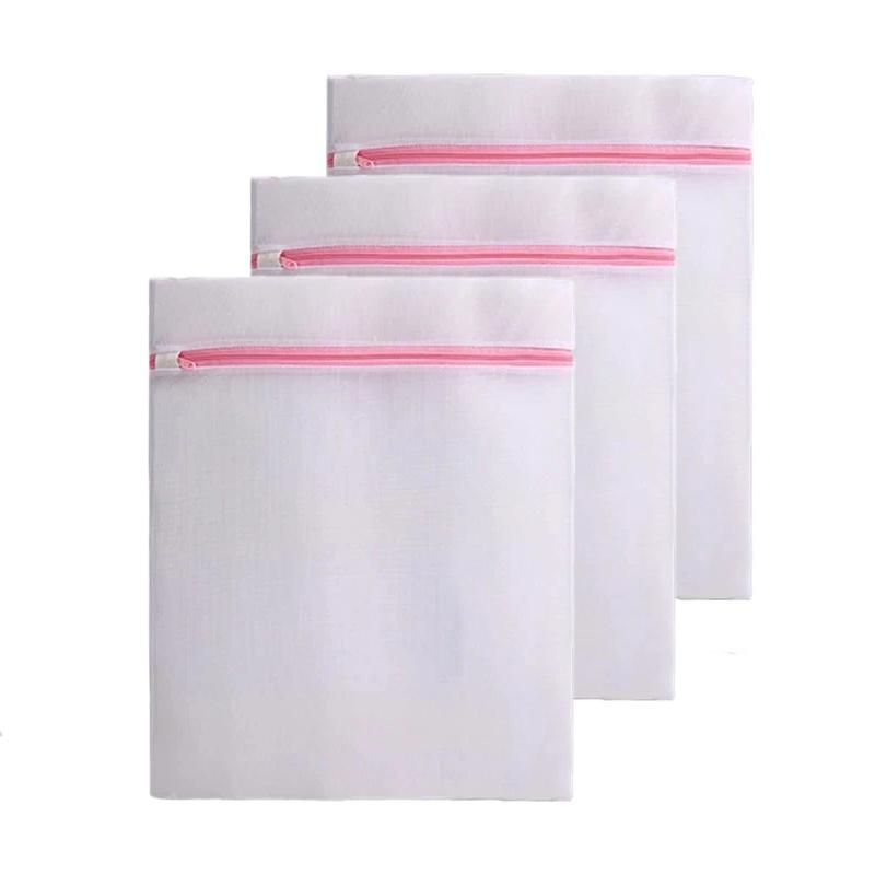 Fine Mesh Laundry Bags Pink Zipper Durable Large Capacity Delicate Lingerie Washing Bag Anti-deformation Clothes Storage Pouch