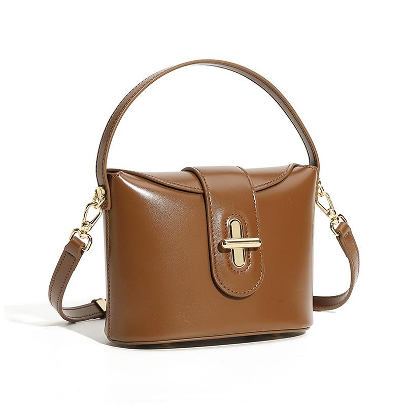 

Urban Simplicity Genuine Leather Women s Bag Crossbody Bag Women s Bag Niche High-end Capsule Lock Bag One Size коричневий