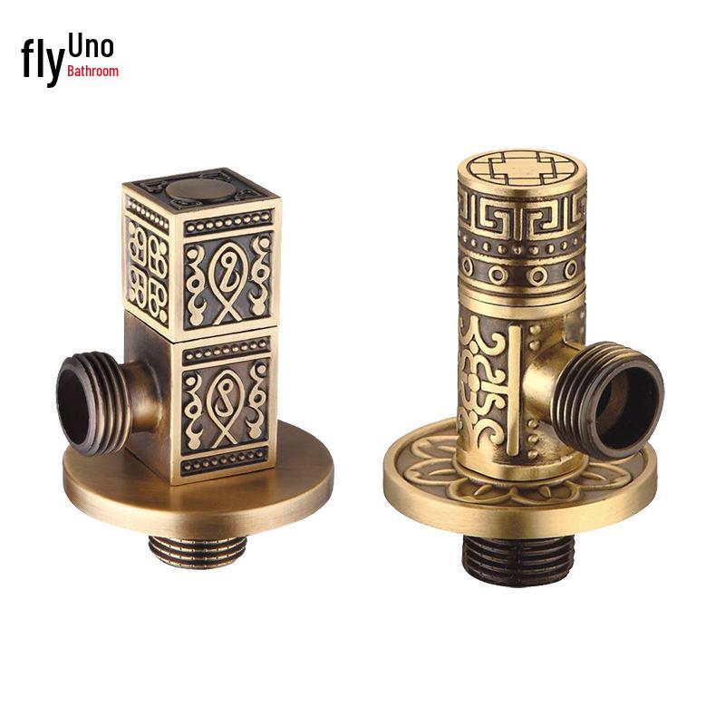 Antikes Messing Geschnitzt Retro Verdickt Schwarz Explosionsgeschützt Heiß/Kalt Eckventil
