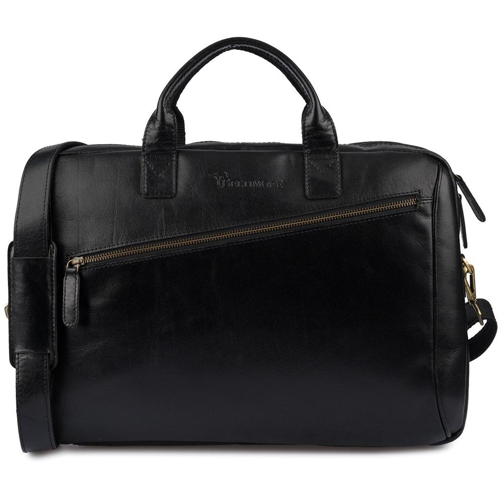 Torba męska skórzana na ramię laptopa duża czarna biznesowa Beltimore N01