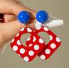 New Vintage Color Blocking Y2k Dopamine Fashion Polka Dot Drop Geometric Earrings for Women Sweet Acrylic Jewelry Accessories