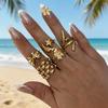 Vintage Edelstahl Stern Mond Schleife Blume Ringe für Damen Herren Geometrisch Unregelmäßig Kariert Stapelbar Fingerringe Schmuck