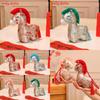 Traditionelles Pferde-Plüschtier mit Blumendruckdesign und Quastendekor für Neujahrsgeschenke und Feiern
