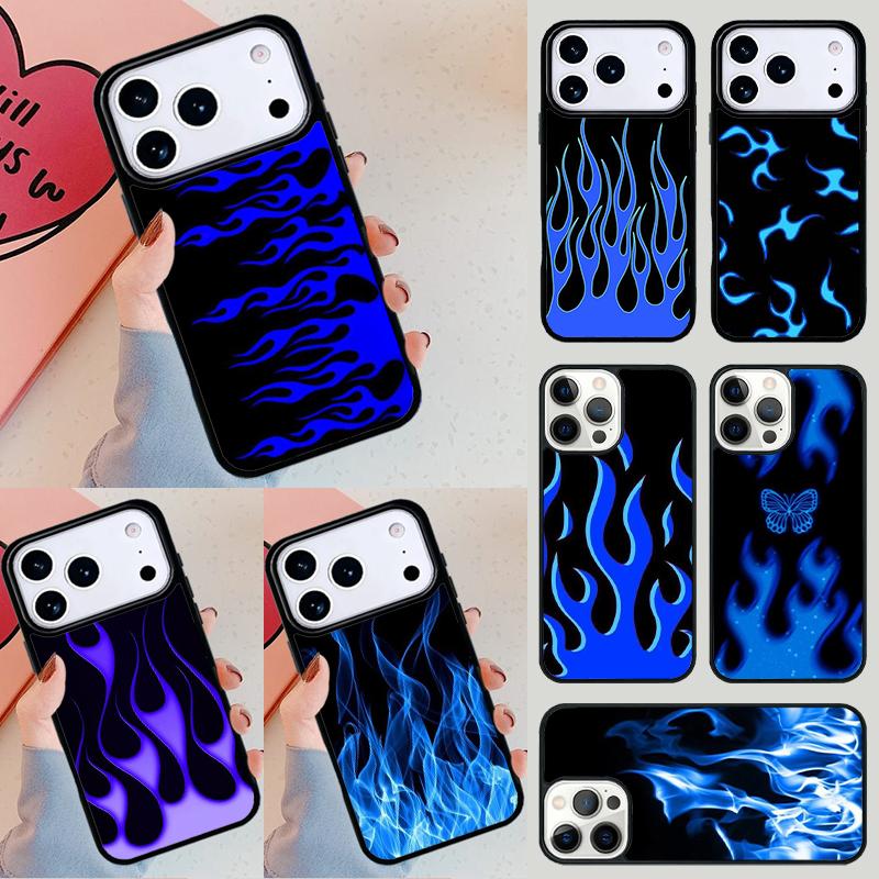 Red Blue Flame Phone Case For iPhone 17 Air 14 15 13 12 Max Cover For Apple 16e 11 Pro Max Plus Coque