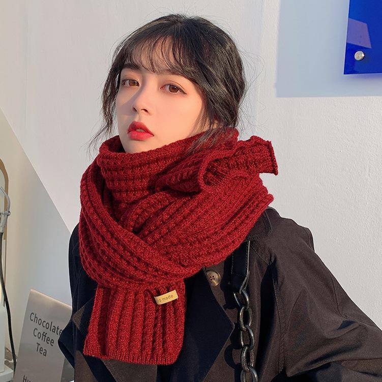 Korean Style Knitted Wool Scarf - Cozy, Cute, Versatile for Women and Couples