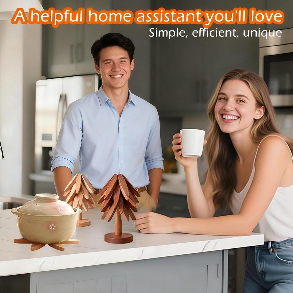 Tree Design Stand Wooden Trivets Decorative Anti Scald Heat Resistant Table Mat Coaster Wood Placemats Pot