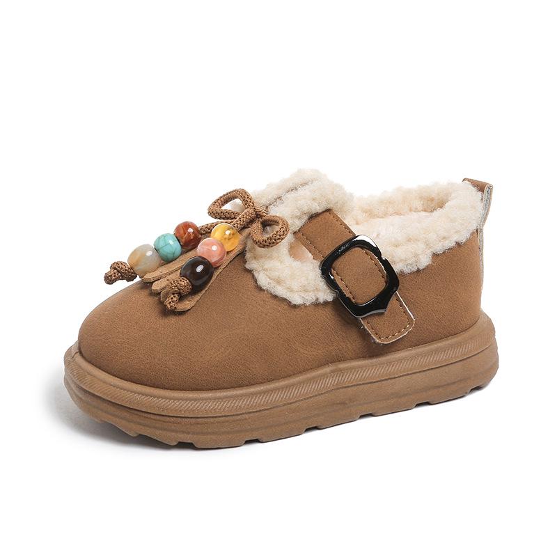 

Girls Large Cotton Snow Boots 2026 - New Winter Style with Plus Velvet, Warm Furry Soft Sole for Medium and Large Children Size 31, Inner Length 17.7cm жовтий