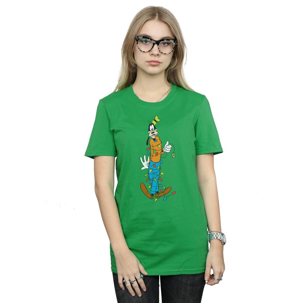 Disney Womens/Ladies Goofy Christmas Lights Cotton Boyfriend T-Shirt