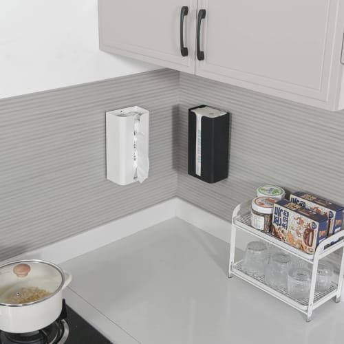 Rectangular Wall-mounted Tissue Holder/paper Holder with One-handed Tear-off for Kitchen, Bathroom, and Sink Storage (white)