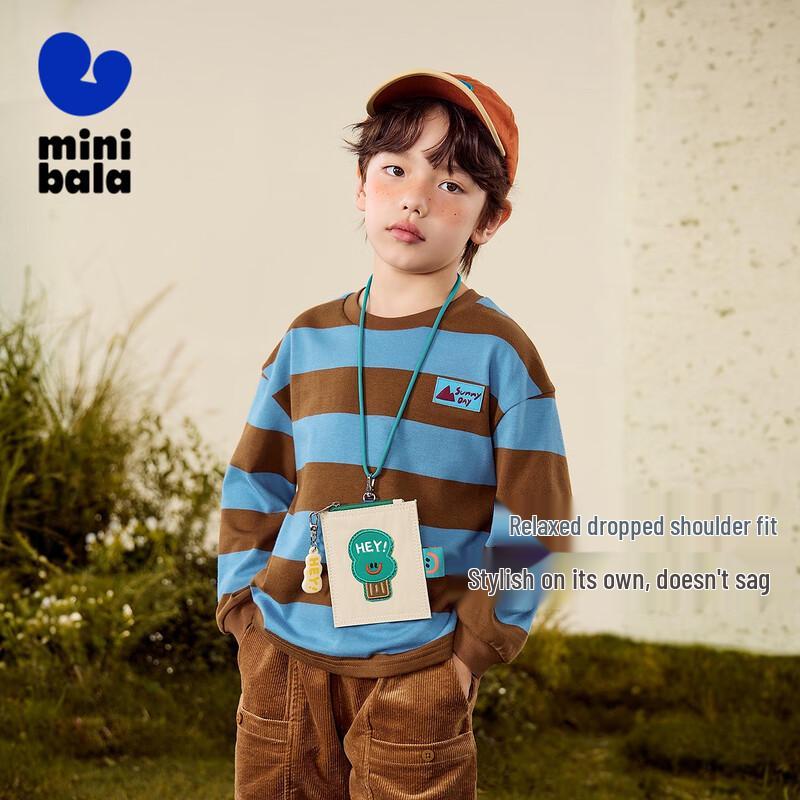 Mini Balabala Boys' Striped Long Sleeve Cotton T-Shirt