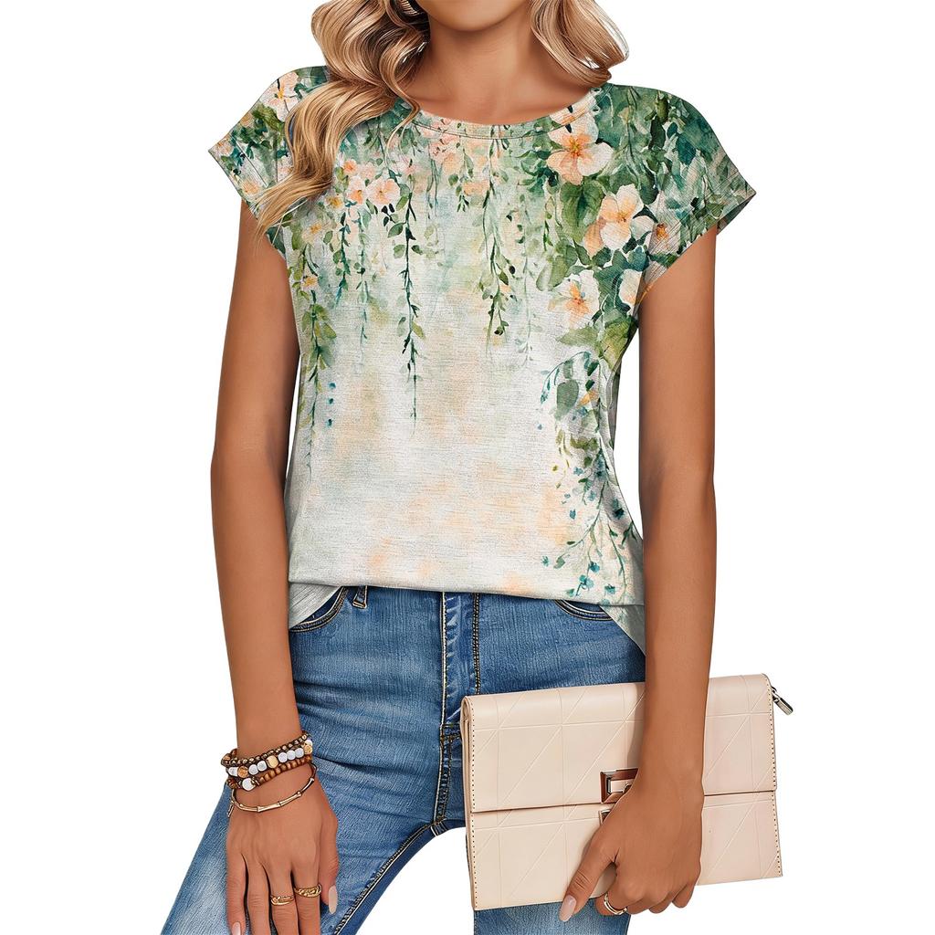 Women's Loose-Fit Fashionable Casual Retro Print T-Shirt
