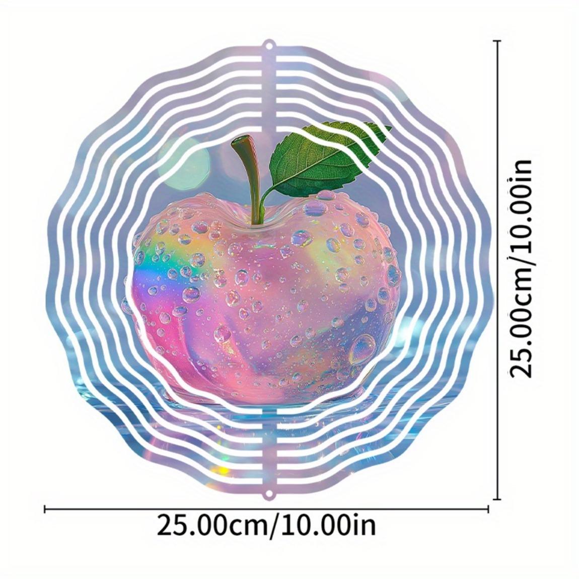 

3D Арт-колокольчик на ветру в стиле яблока – 10-дюймовый двусторонний круглый металлический подвесной декор с поворотным крючком, для Дня благодарения, Рождества, Хэллоуина 01A