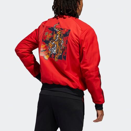 adidas Tiger Pattern Slim Fit Air Force Jacket for Men, Red
