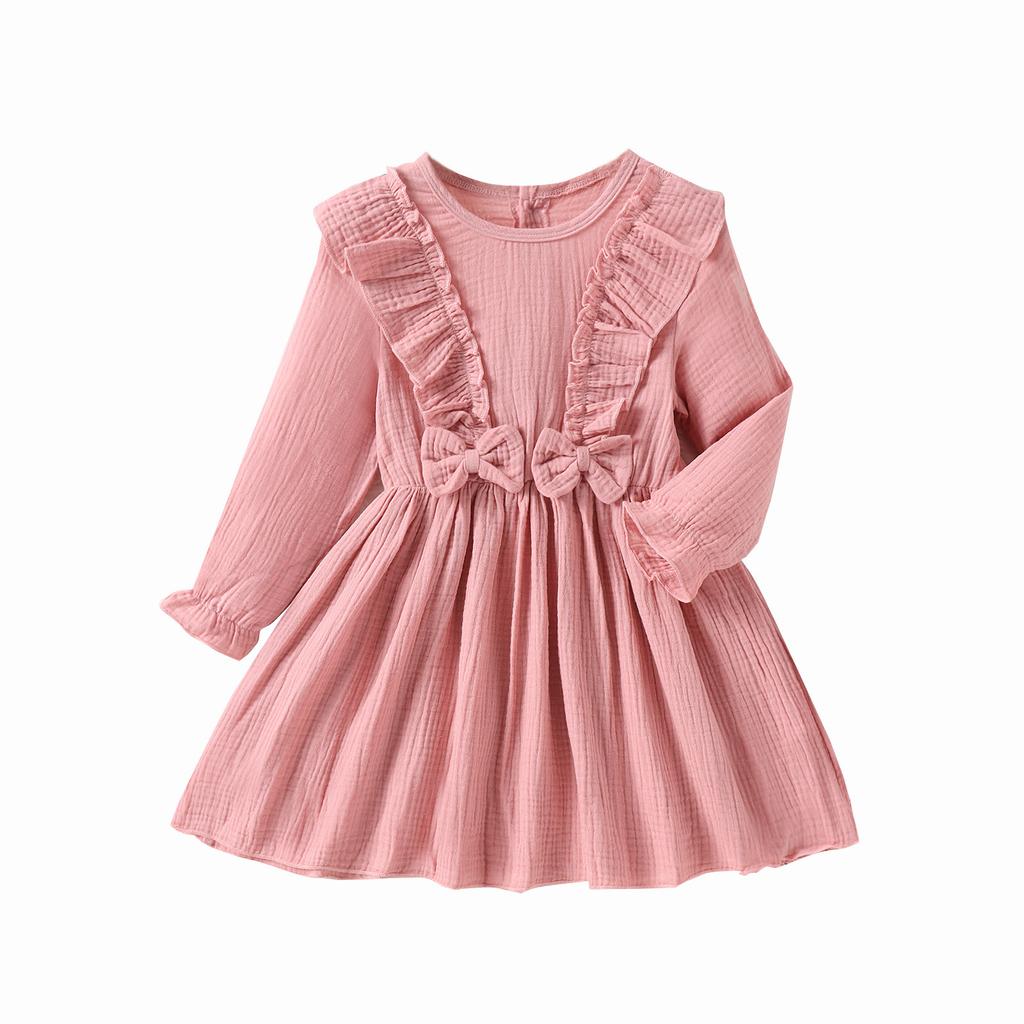 Princess Dress for Girls, Sweet Long-sleeved Dress with Bows for Children In Autumn