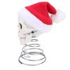 Xmas Tree Topper Skull with Hat 7.48 Inch Xmas Tree Topper Skeleton Ornament Spooky Decoration for Home Party Festival