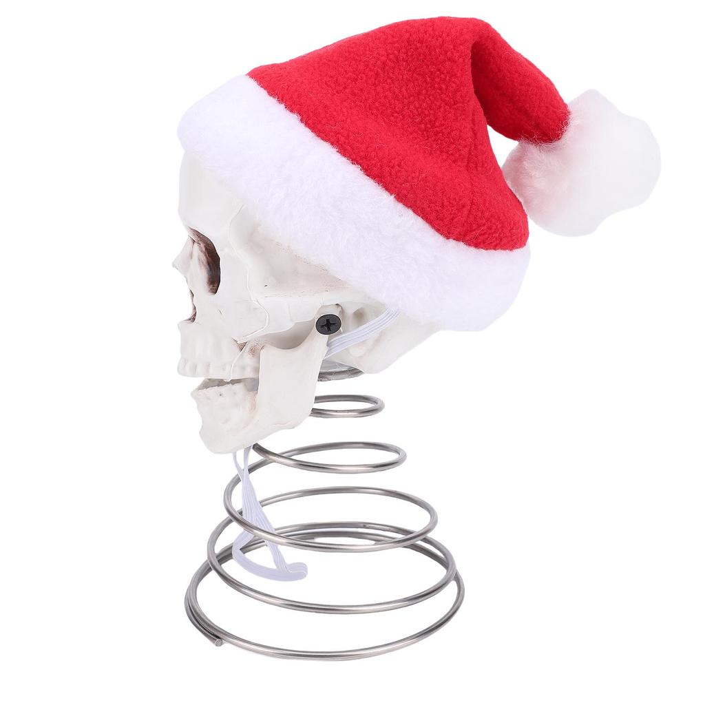 Xmas Tree Topper Skull with Hat 7.48 Inch Xmas Tree Topper Skeleton Ornament Spooky Decoration for Home Party Festival