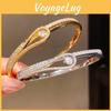 Minimalist Zircon Drop Bangle Bracelet For Women With Gold Plated Copper Jewelry