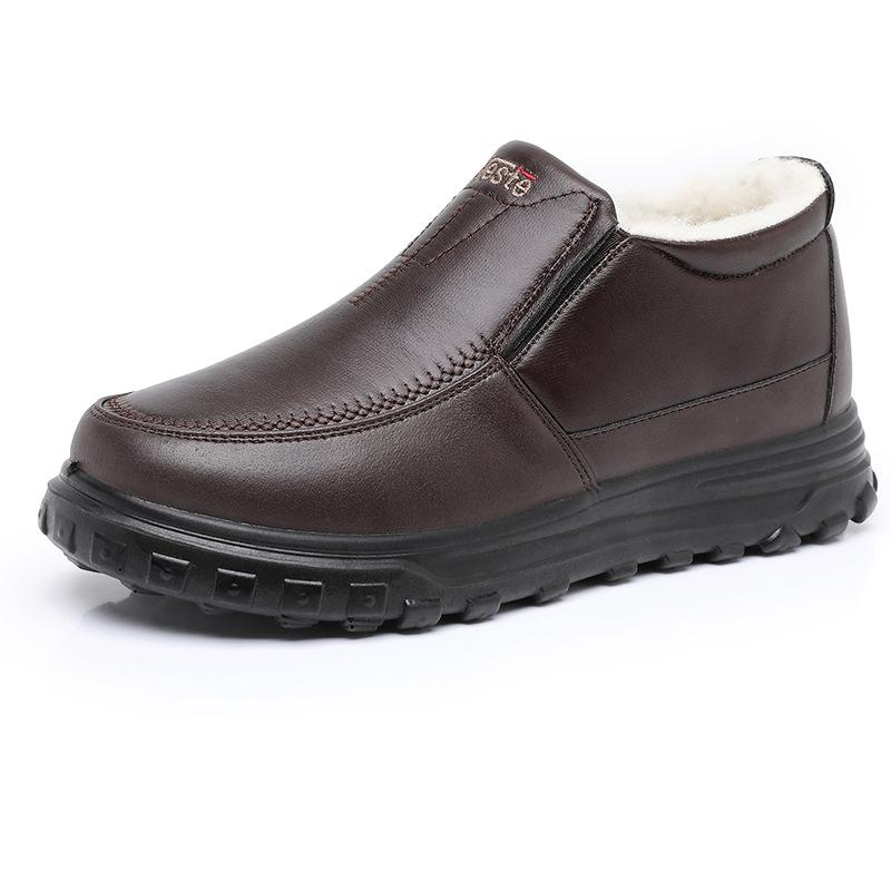 Old Beijing Winter Men's Leisure Middle-aged and Elderly Warm Wool Velvet Thickened Non-slip Waterproof Dad Snow Boots