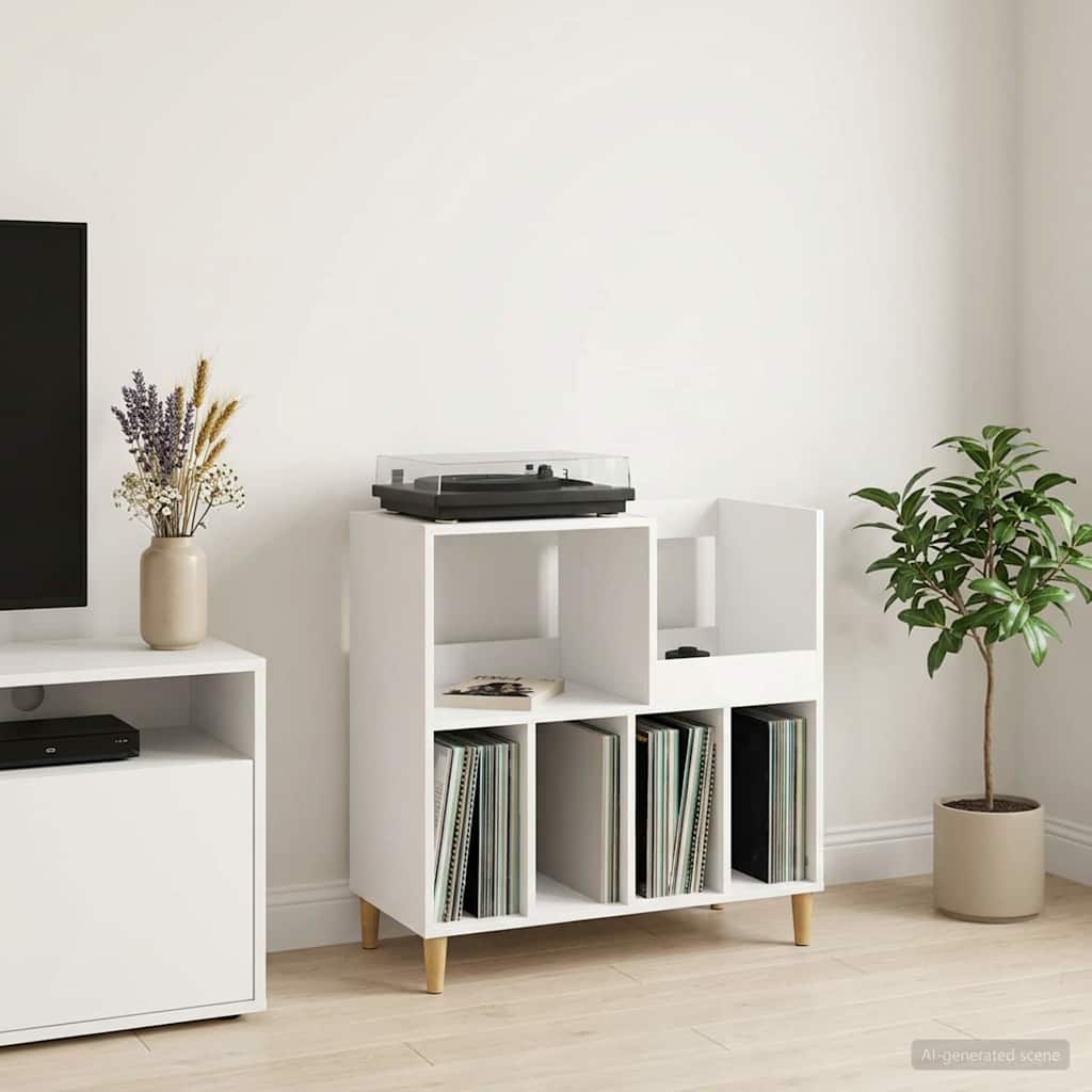 Record Player Stand White 82 X 39.5 X 82.5 Cm Engineered Wood