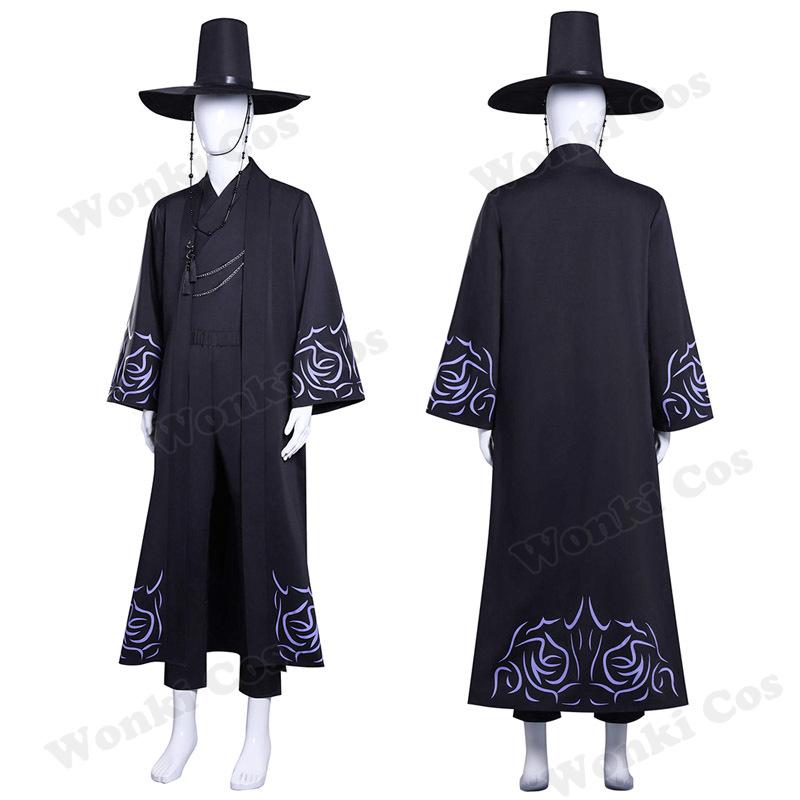 Kostým lovce démonů Saja Boys Cosplay Kostým Scénické vystoupení Černé oblečení s kloboukem Mystery Abby Jinu Role Play Halloweenské kostýmy