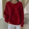 Women's Loose Comfortable Casual And Fashionable Round Neck Solid Color Long Sleeved Sweatshirt