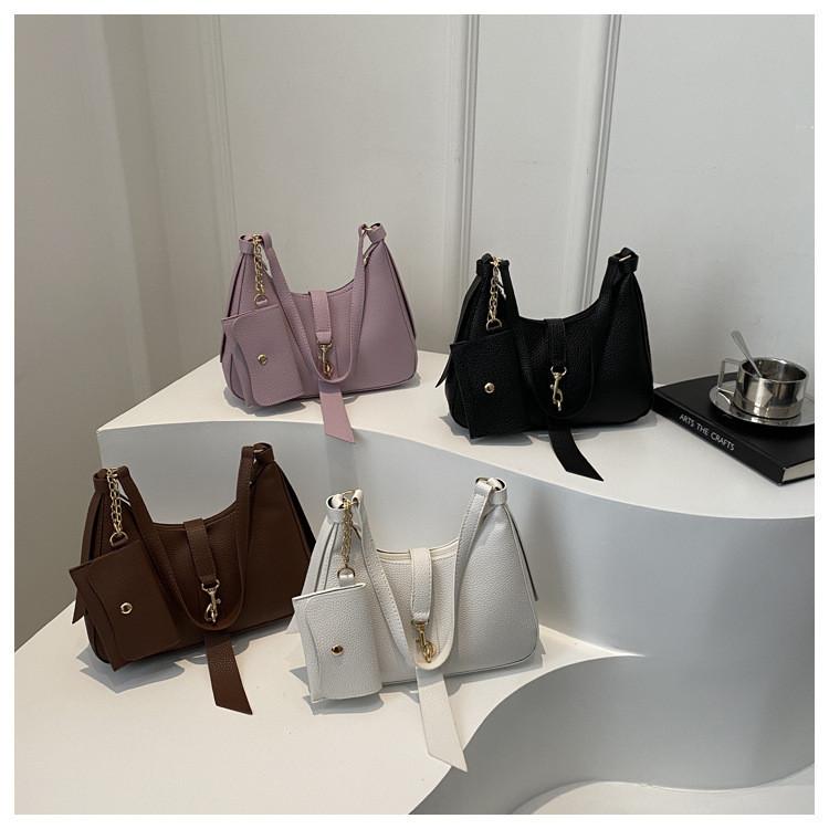 2024 New Fashionable French Style Simple Texture Atmosphere Bag For Women Street Trend Pu Shoulder Bag
