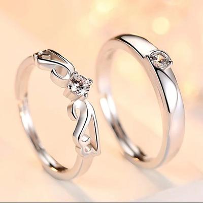 Mincovní stříbro S925 Pár snubní prsten Angel Wings Pár prsten Qixi Dárek Jednoduchý Cenově dostupný luxusní módní ozdoba