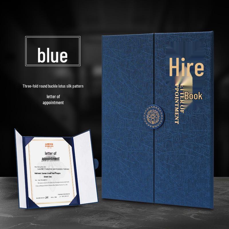Customized Leather Three-Fold Graduation Certificate Cover with Printed Award Certificate