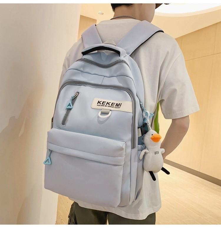 Large Capacity Nylon College Style Backpack For Men And Women High School Students Couples White