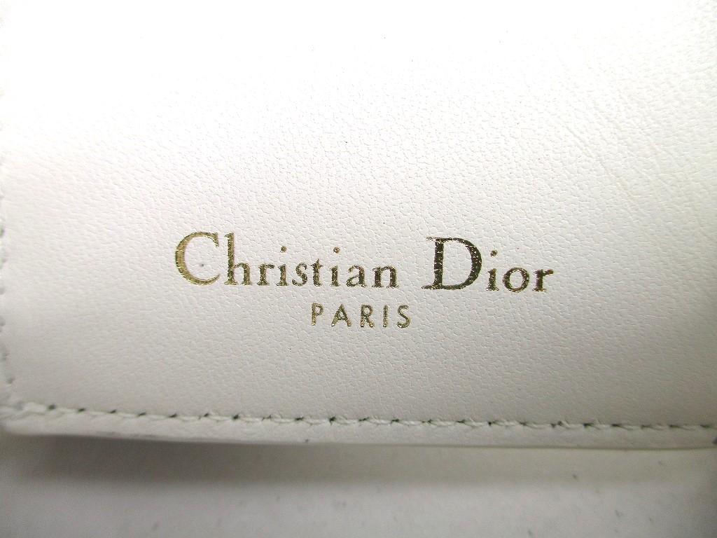 Authentic Christian Dior Montaigne Light Blue Pearl White Leather Trifold Wallet #a450  Refurbished