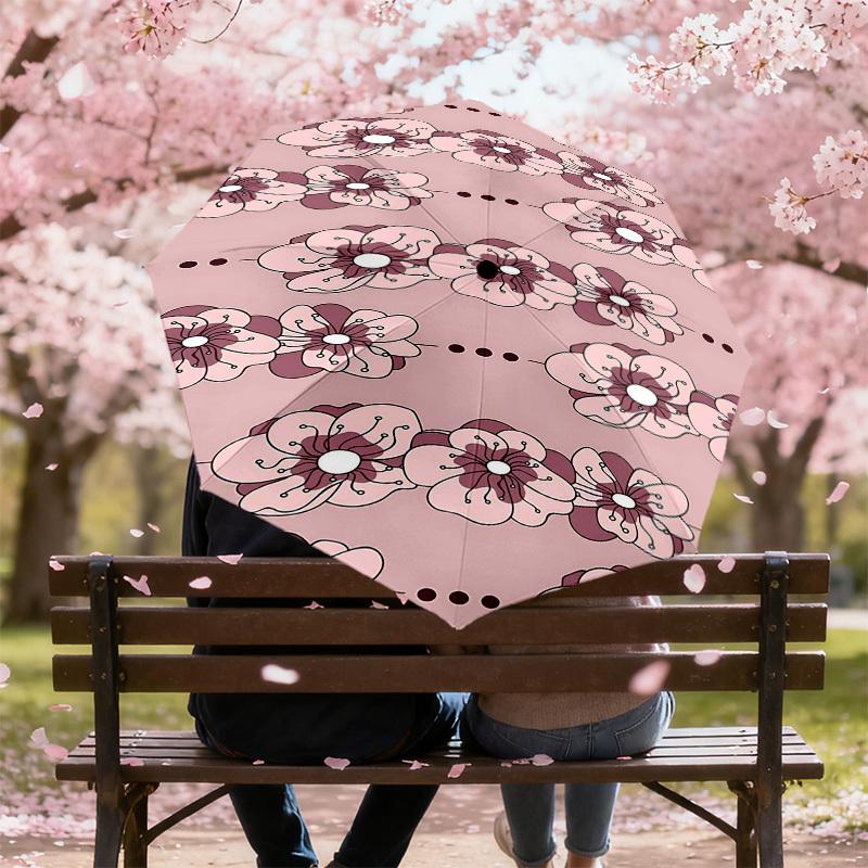 1PC Floral Pattern Umbrella-8-Rib Reinforced, Automatic Open, Lightweight & Durable, Fashion Accessory for Outdoor-L0351