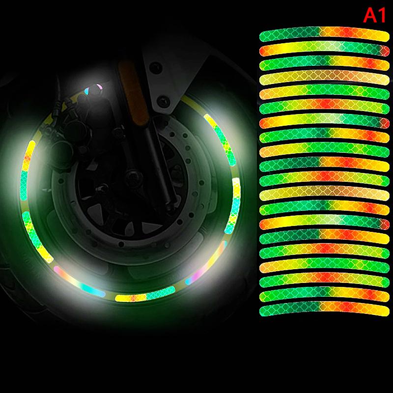 20pcs Car Wheel Hub Reflective Strips Tire Rim Colorful Stickers Night Driving Decors for Car-Styling Accessories