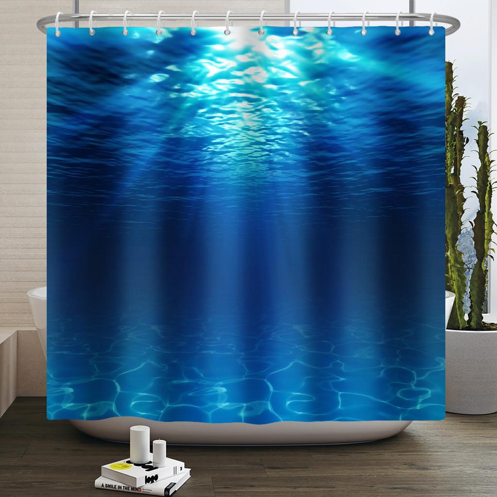Underwater World Ocean Shower Curtain for Bathroom Seabed Animals Sea Turtle Dolphin Fish Waterproof Bathroom Curtain With Hooks