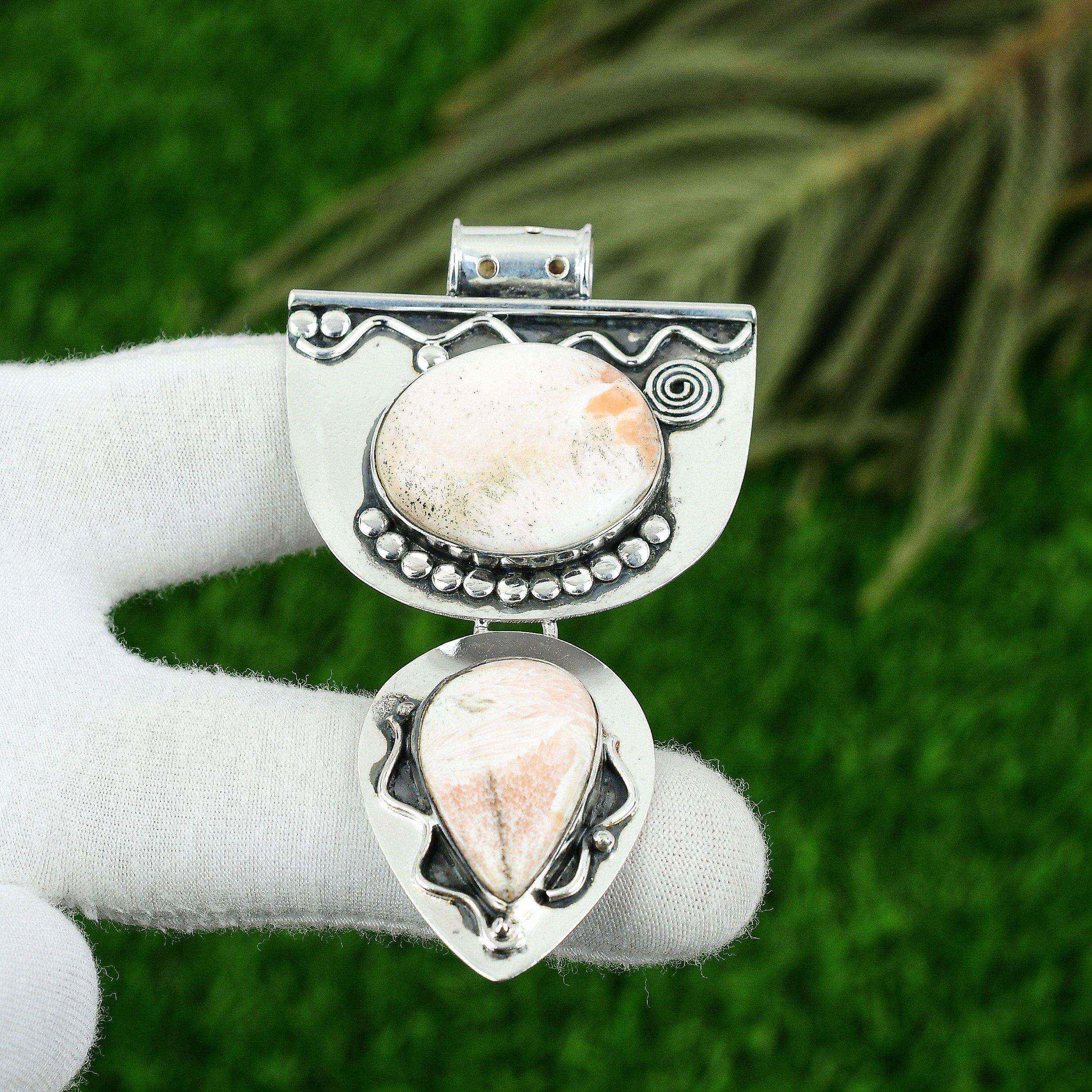 

Oval Scolecite Stone Anniversary Engagement Birthday Pendant 925 Sterling Silver