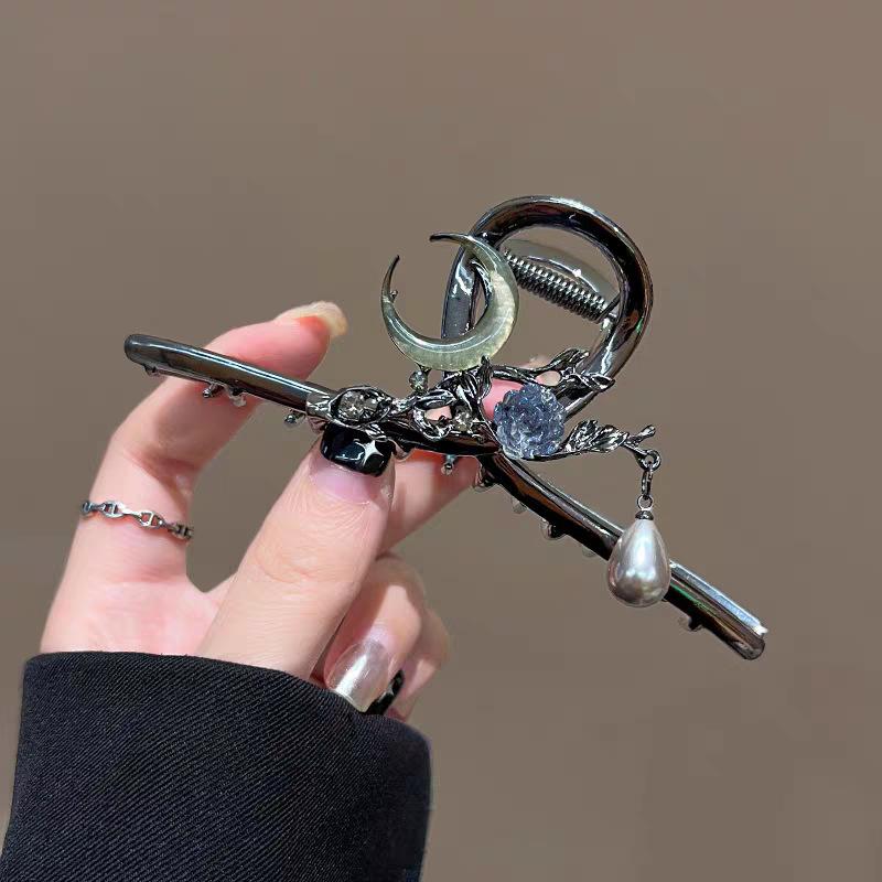 Pinza de Metal para el Pelo Flor de Luna Y2K Pinzas de Cangrejo Pinzas para el Pelo Pasadores de Perlas Pinza Coreana para Cola de Caballo Accesorios para el Cabello para Mujeres Niñas
