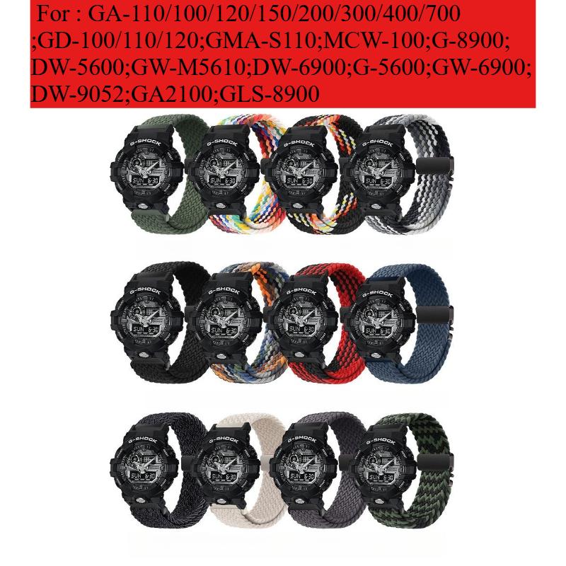 For Casio G-SHOCK GA100 110 120 GA2100 DW5600 GM110 GW5600 watchband 16mm nyoln woven watch strap magnetic buckle wristband