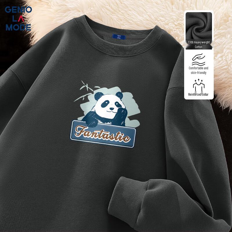 

GENIOLAMODE Men s Panda Print Crewneck Sweatshirt L
