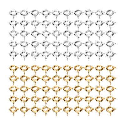 50 Pcs Spring Ring Clasps 6mm Diameter 1.5mm Hole Decorative Copper Round Clasps for Jewellery