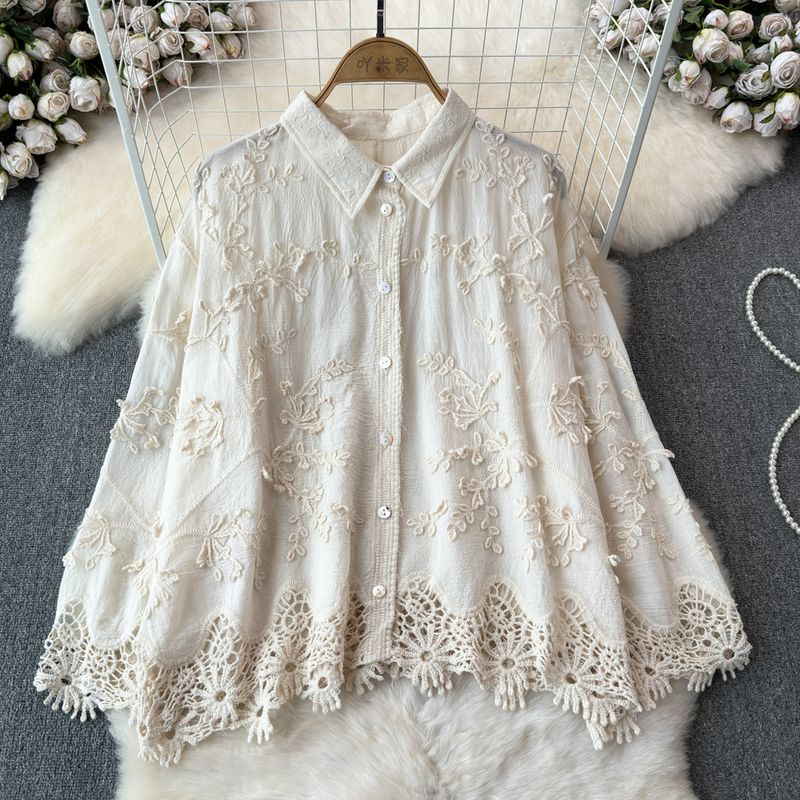 

Age-Reducing Three-Dimensional Jacquard Loose-Fitting Lace Patchwork Embroider Apricot All yards