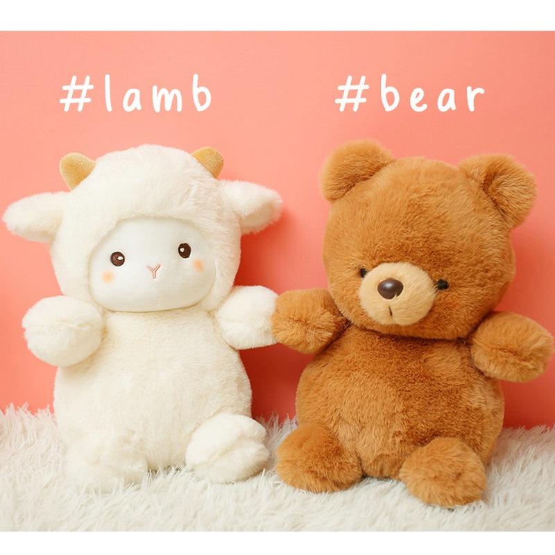 CODFluffy Hair Super soft Elephant Lamb Cuddly Plushies Doll Stuffed Animals Long Plush Brown Bear Chick Baby Appease Doll toys Kid