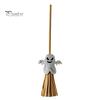 Decorative Straw Broom Props Halloween Mini Broomstick Ornament, Witch Pumpkin Bat Ghost Decor with Natural Grass Double-layer Glitter Felt