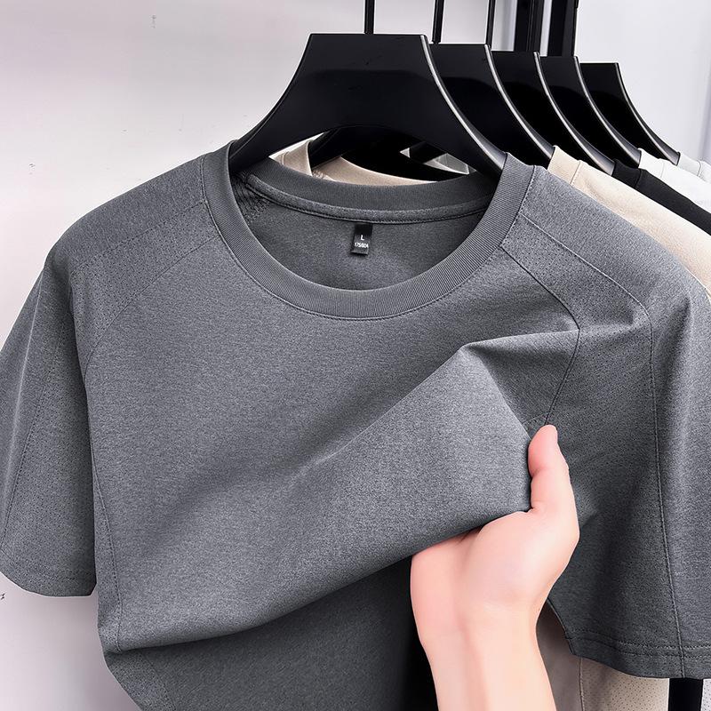 Breathable Short Sleevet Business Crew Neck Middle-Aged & Young Men s Summer Loose Fit M