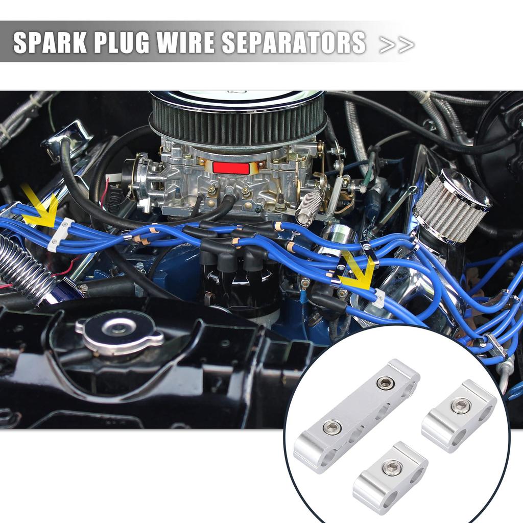 X AUTOHAUX Auto Motor Zündkerzenkabel Trenner Webstuhl Teiler Organizer Klemme Aluminiumlegierung 8mm Silberton 1 Satz