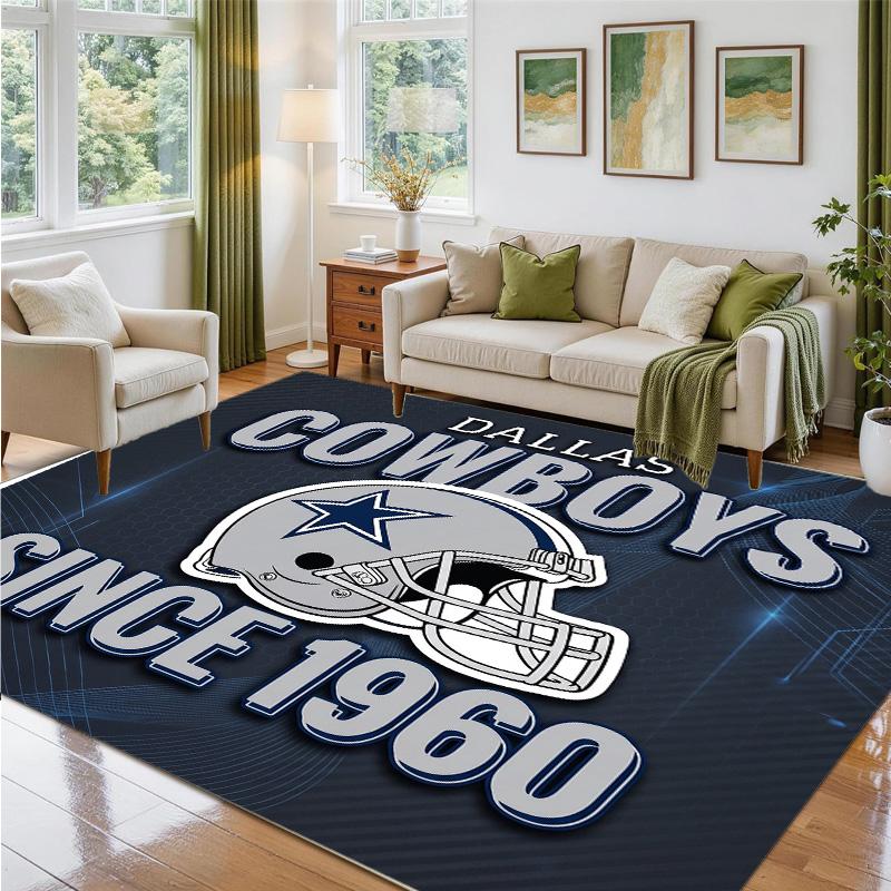 Dallas Cowboys Design Crystal Velvet Rug Soft Decorative Mat for Bedroom Entrance